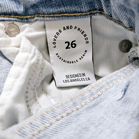 NEW Lovers + Friends Reece High Rise Slim Straight Jeans in Palms Blue - Picture 6 of 8